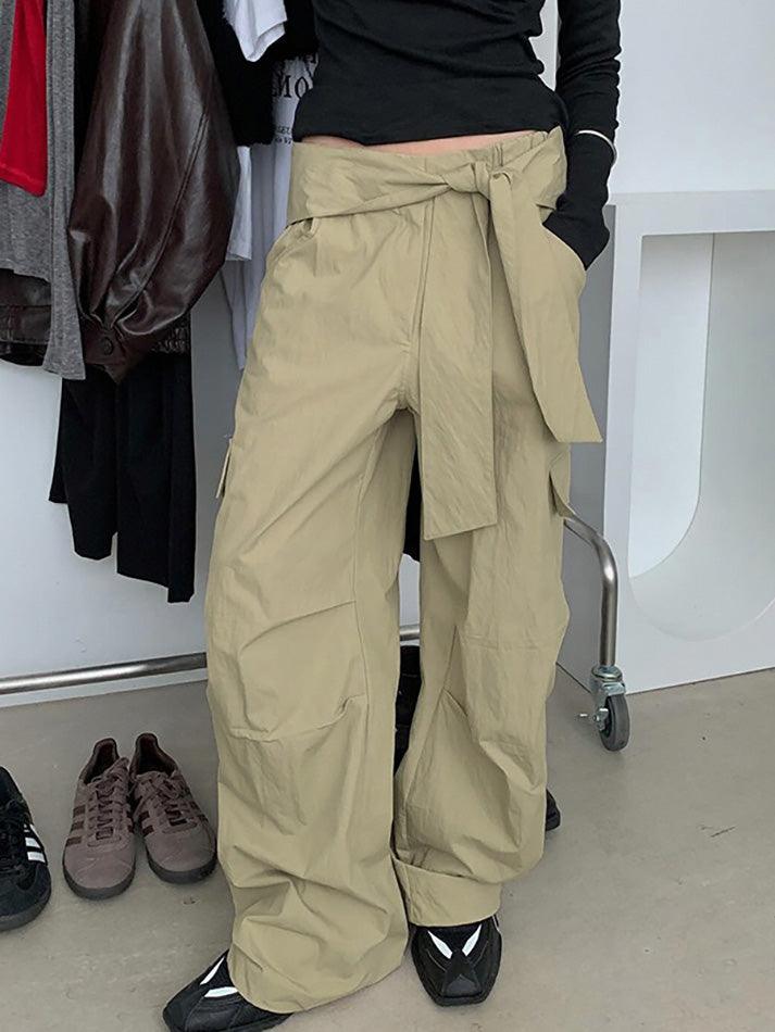 Tie Detail Loose Fit Cargo Pants