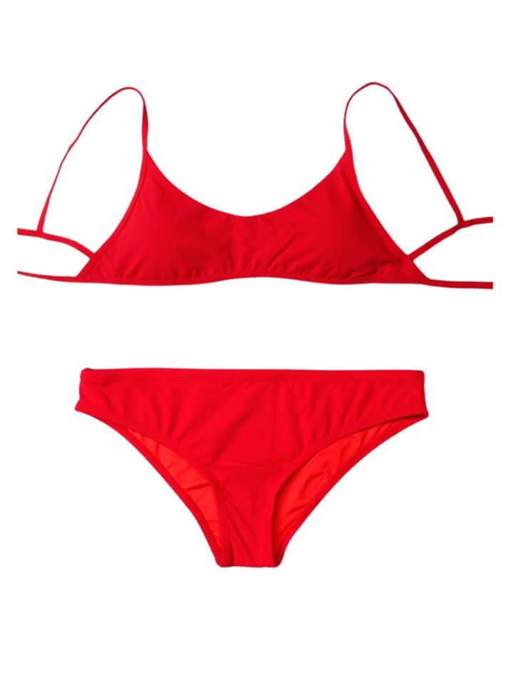 Cherry Bomb Solid Lace-Up Bikini Set - AnotherChill