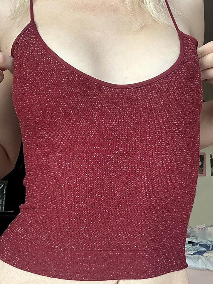 Red Sexy Sequin Tank Top