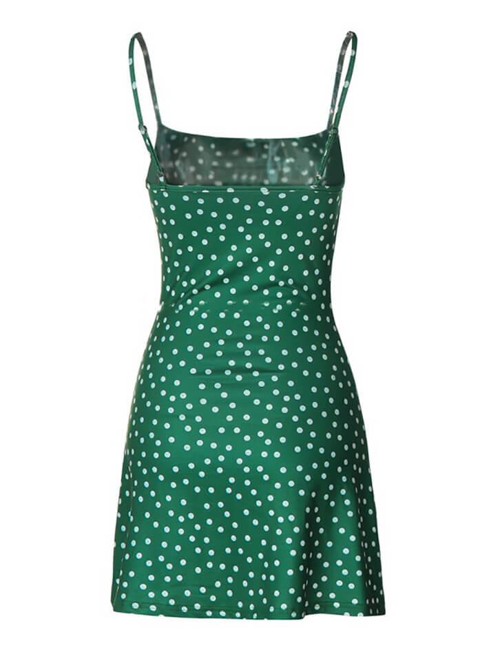 Polka Dot Backless Slimming Halter Dress - AnotherChill