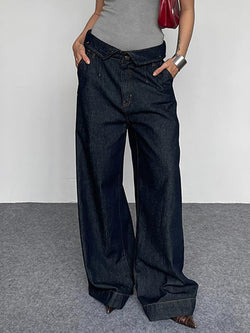 Vintage Foldover Straight-Leg Cargo Jeans