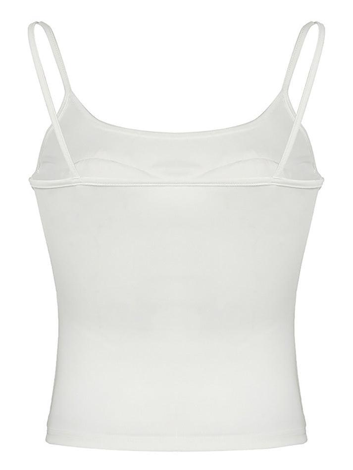 Bow Applique Plain Slim-Fit Crop Camisole Top - AnotherChill