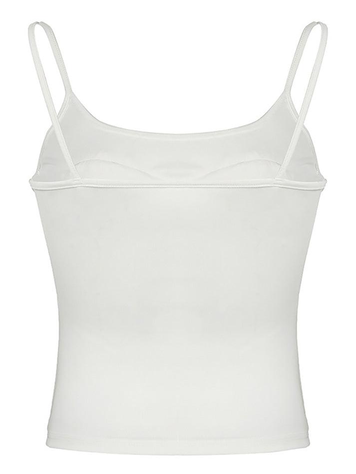 Bow Applique Plain Slim-Fit Crop Camisole Top - AnotherChill