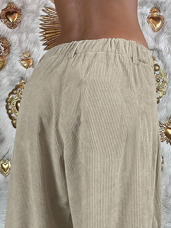 Basic Tie-Waist High-Rise Corduroy Pants