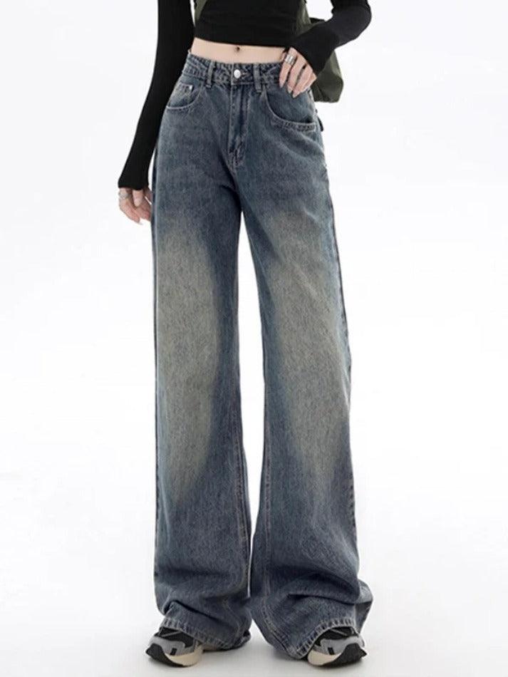 Vintage Blue Flap Detail Boyfriend Jeans - AnotherChill