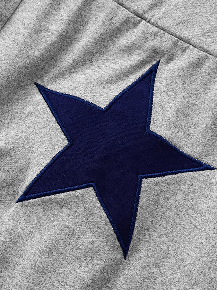 Embroidered Star Fold-over Straight Leg Sweatpants