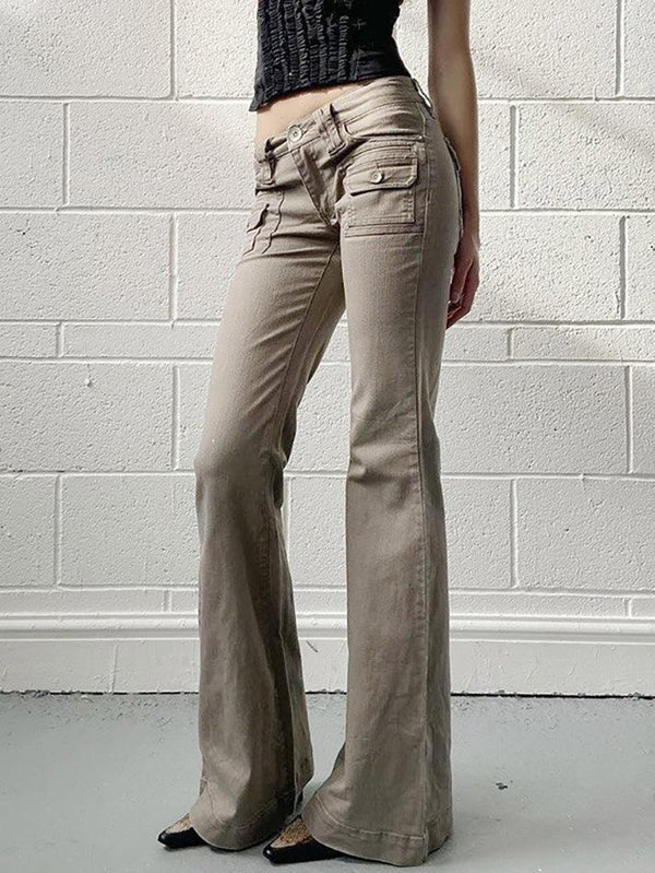 Vintage Pocket Flared Cargo Jeans