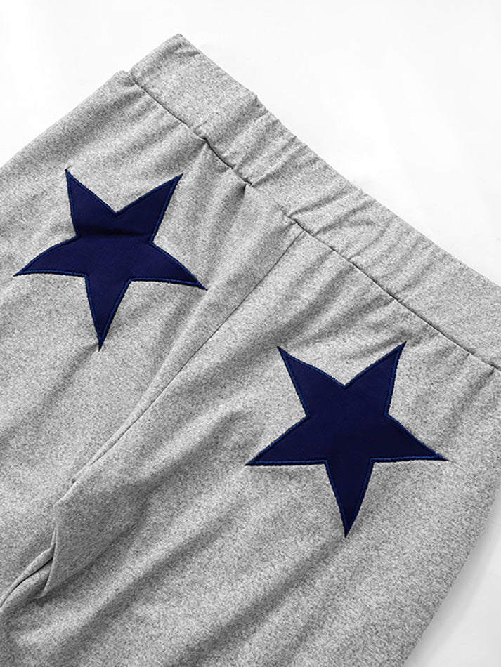 Embroidered Star Fold-over Straight Leg Sweatpants