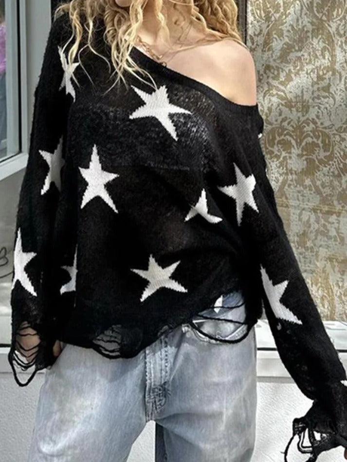 Star Print Oversized Sweaters