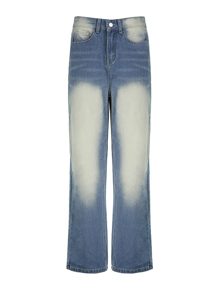 Washed Contrast Wide Legs Boyfriend Jeans