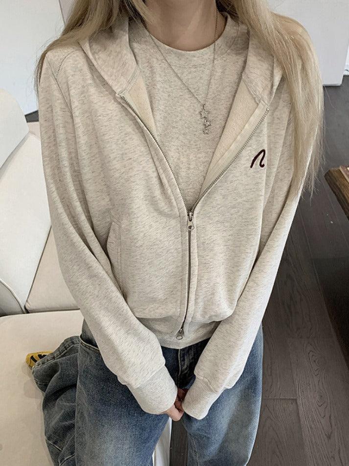 Zip Up Cardigan Loose Hoodie