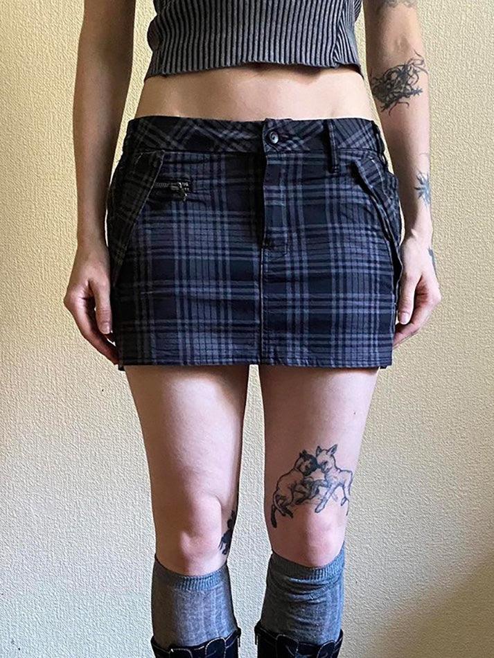 Plaid Zip-Up Mid-Rise Mini Skirt