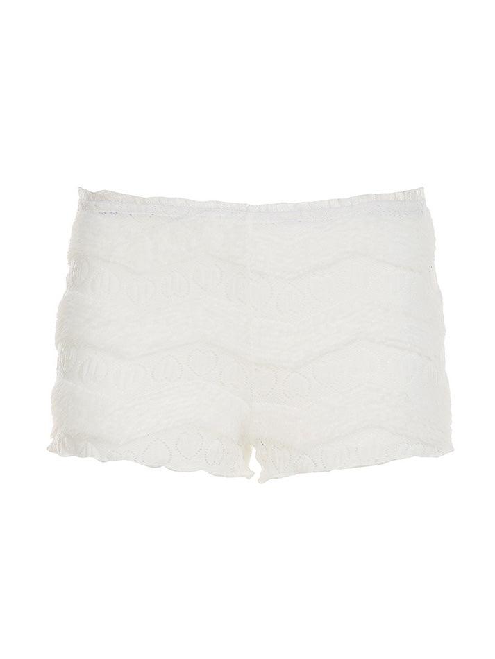 Lace Trim Heart Cutout Low-Rise Shorts