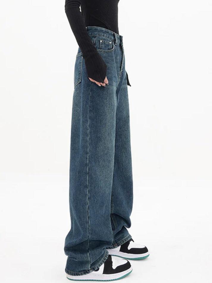 Vintage Blue Button Back Boyfriend Jeans - AnotherChill