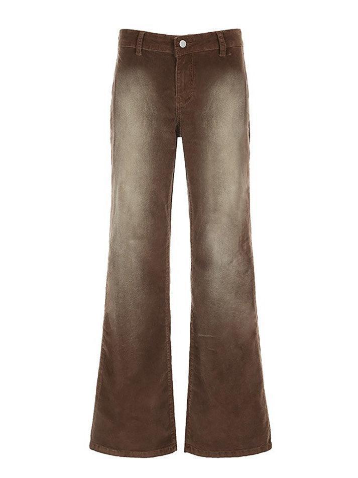 Vintage Contrast Washed Low-Rise Corduroy Pants