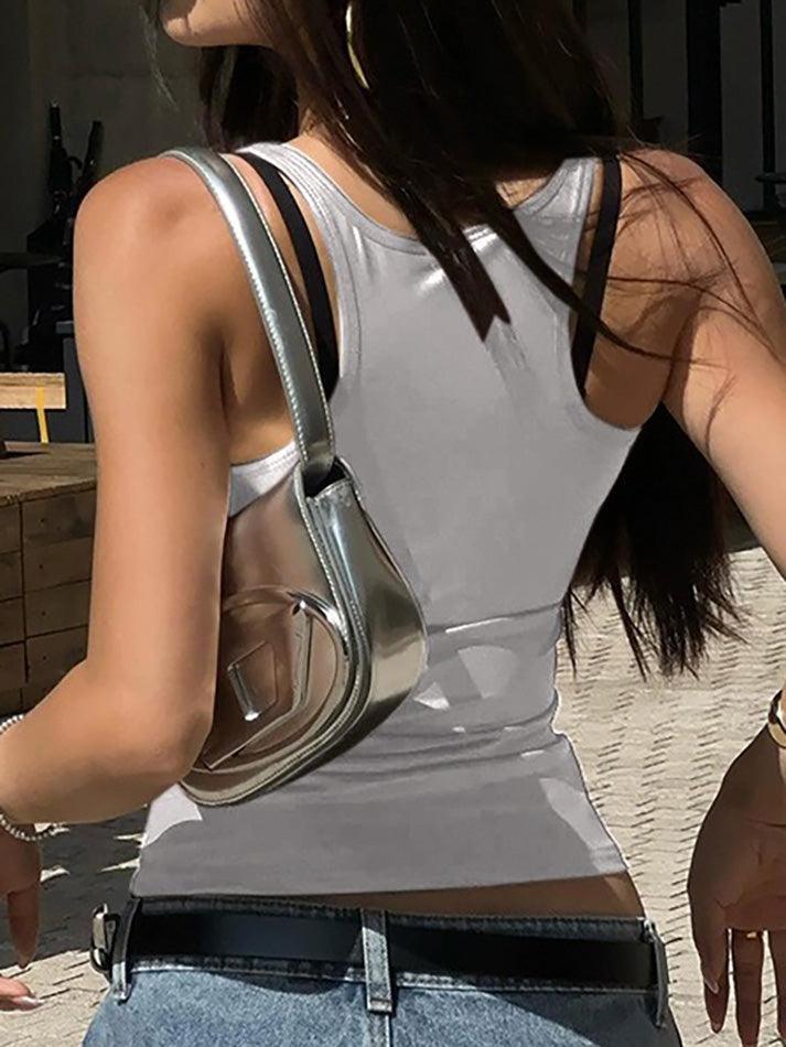 Plain Square Neck Casual Tank Top