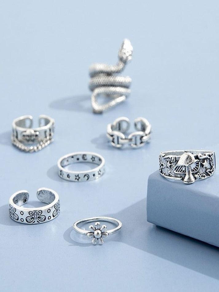 7pcs Engraved Ring Set - AnotherChill