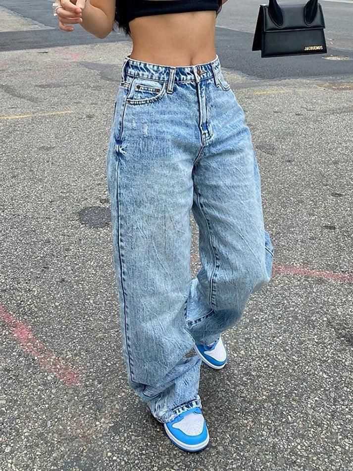 Basic Wash Straight Leg Boyfriend Jeans - AnotherChill