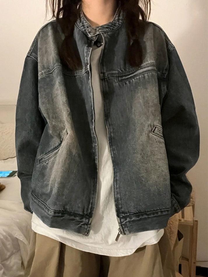 Vintage Distressed Zip Up Jacket