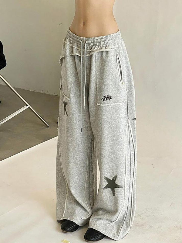 Asymmetrical Loose Drawstring Tie Pants