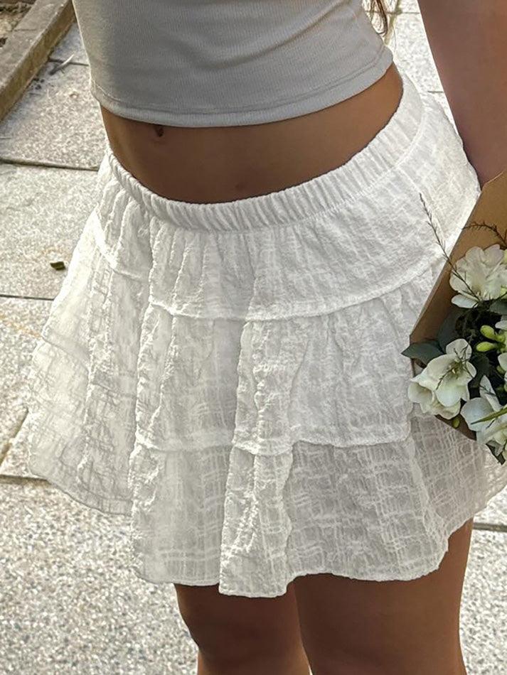 Plaid Mesh Patchwork Solid Color Mini Skirt