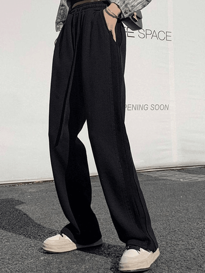 Ankle Slit Patchwork Baggy Sweatpants - AnotherChill