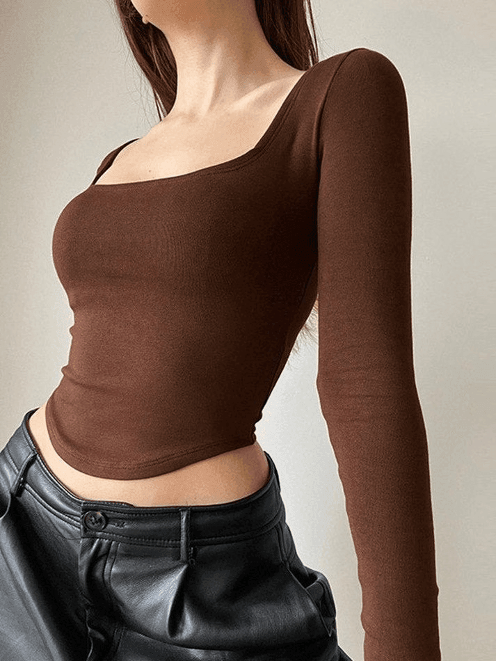 Asymmetric Long Sleeve Crop Top - AnotherChill