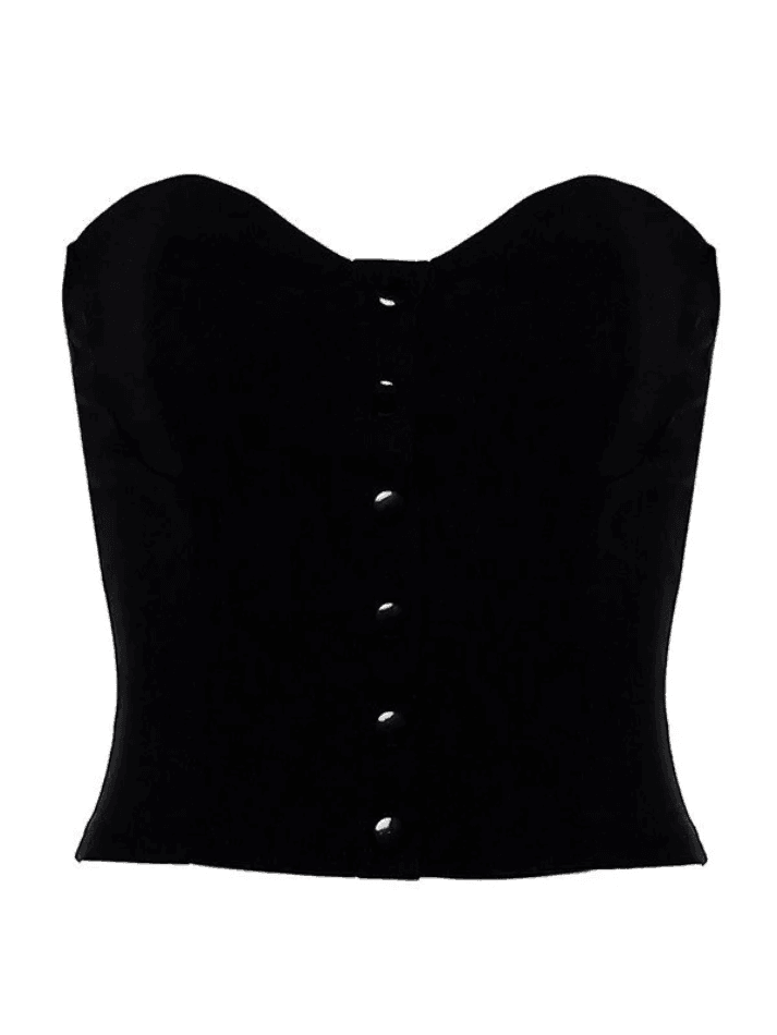 Black Button Down Corset Top - AnotherChill