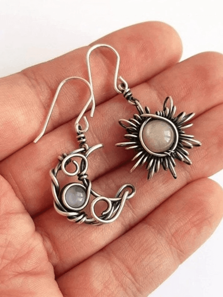 Boho Sun Moon Pendant Stud Earring - AnotherChill