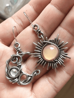 Boho Sun Moon Pendant Stud Earring - AnotherChill