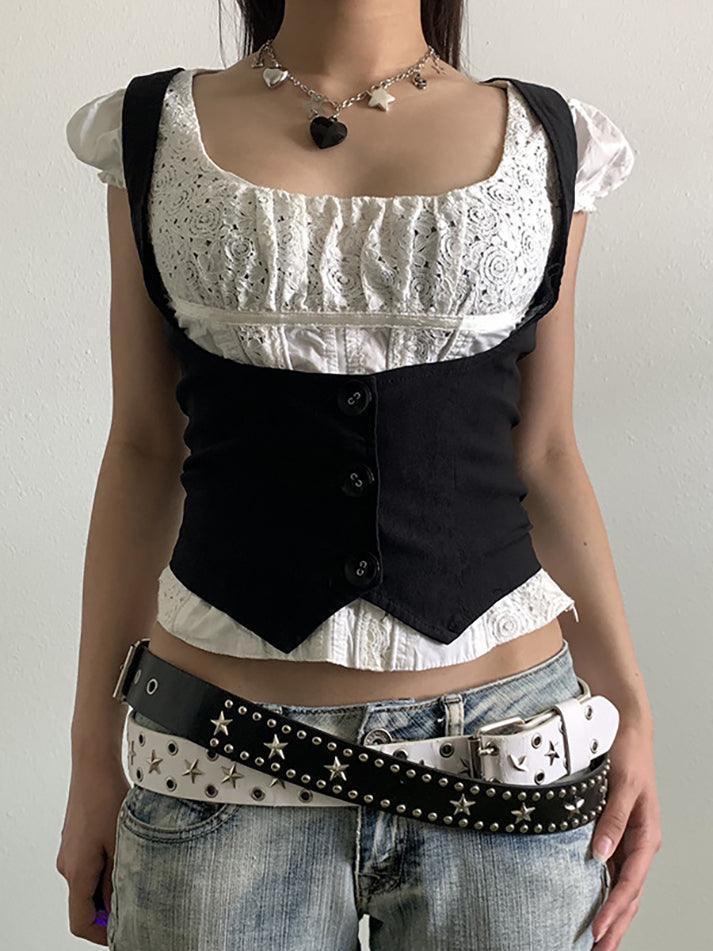 Button Down Strap Corset Top - AnotherChill