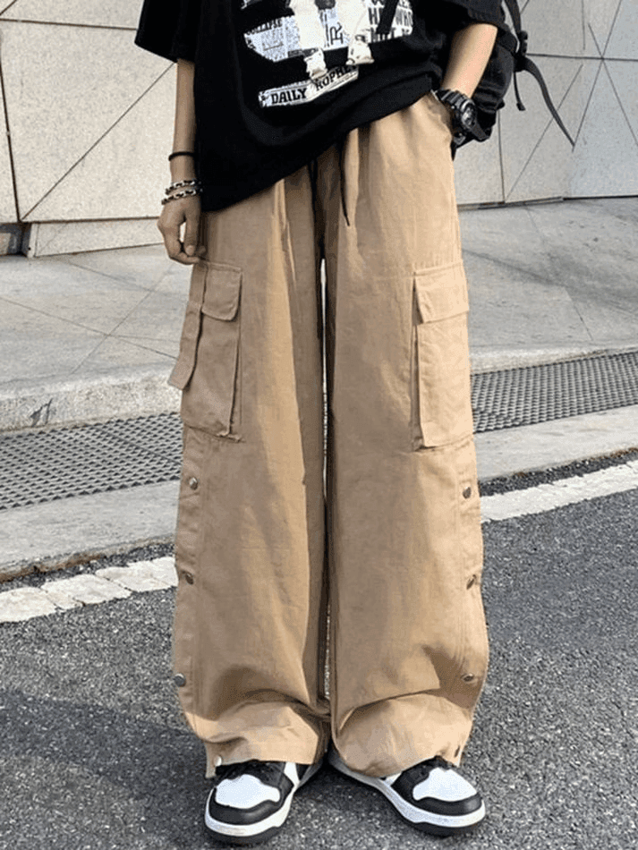 Buttoned Pocket Patch Cargo Pants - AnotherChill