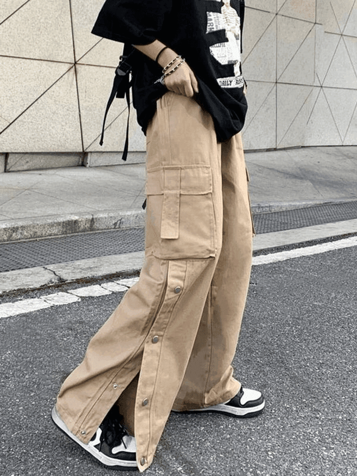 Buttoned Pocket Patch Cargo Pants - AnotherChill