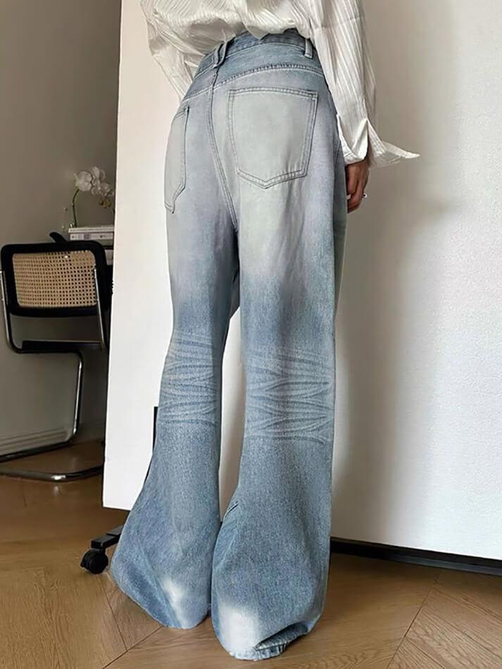 High Waist Washed Loose-Fit Wide-Leg Jeans - AnotherChill