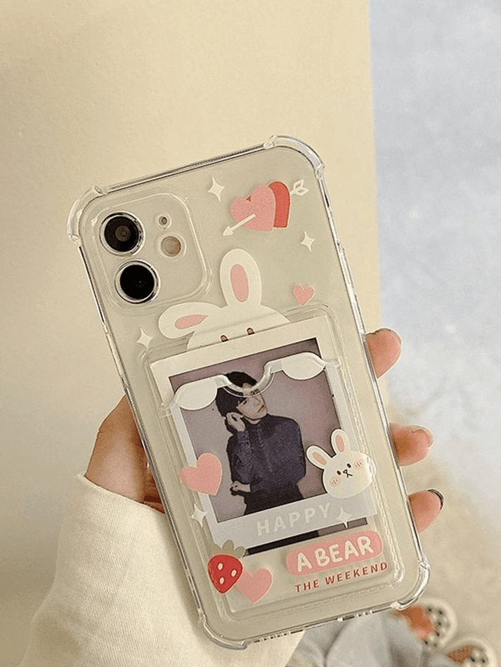 Card Holder Detail Cartoon Pattern Clear Iphone Case - AnotherChill