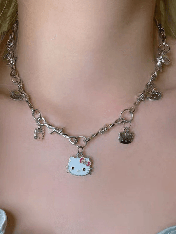 Cartoon Kitty Charm Necklace - AnotherChill