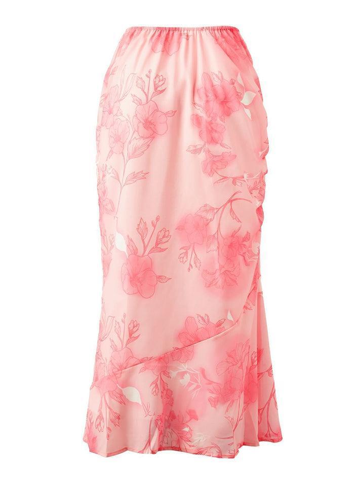 Chiffon Floral Print Midi Skirt - AnotherChill