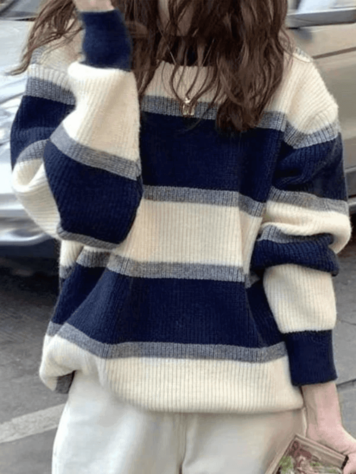 Color Block Striped Knit Sweater - AnotherChill