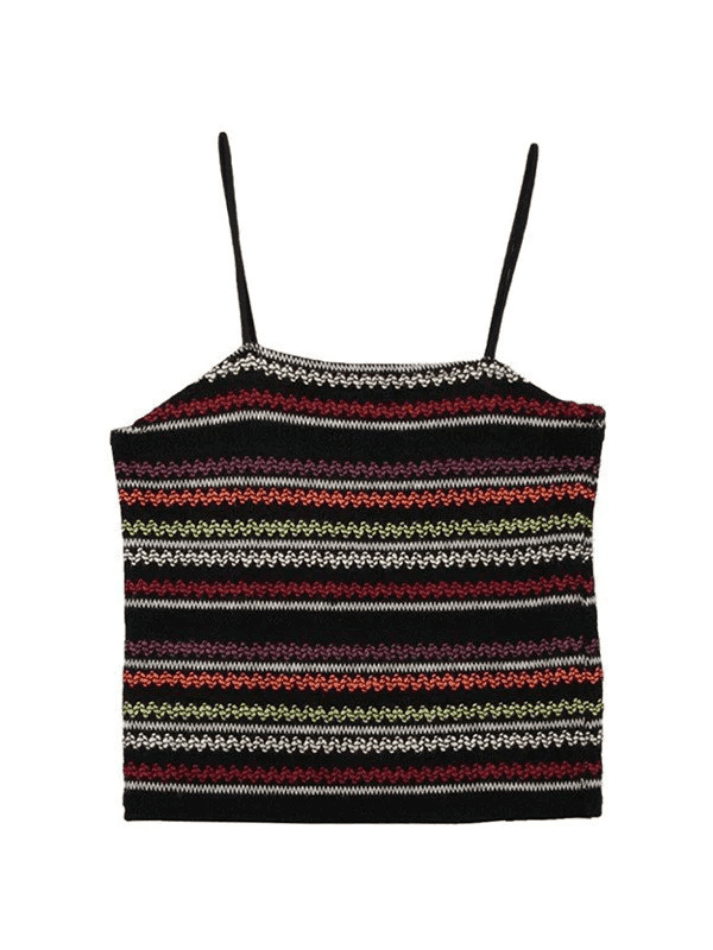 Color Block Striped Knitted Crop Cami Top - AnotherChill