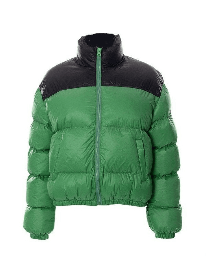 Color Block Zip Up Puffer Jacket - AnotherChill