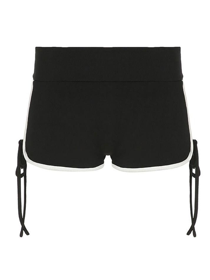 Contrast Bow High-Waist Sports Shorts - AnotherChill