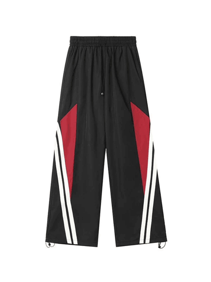 Contrast Paneled Black Baggy Sweatpants - AnotherChill