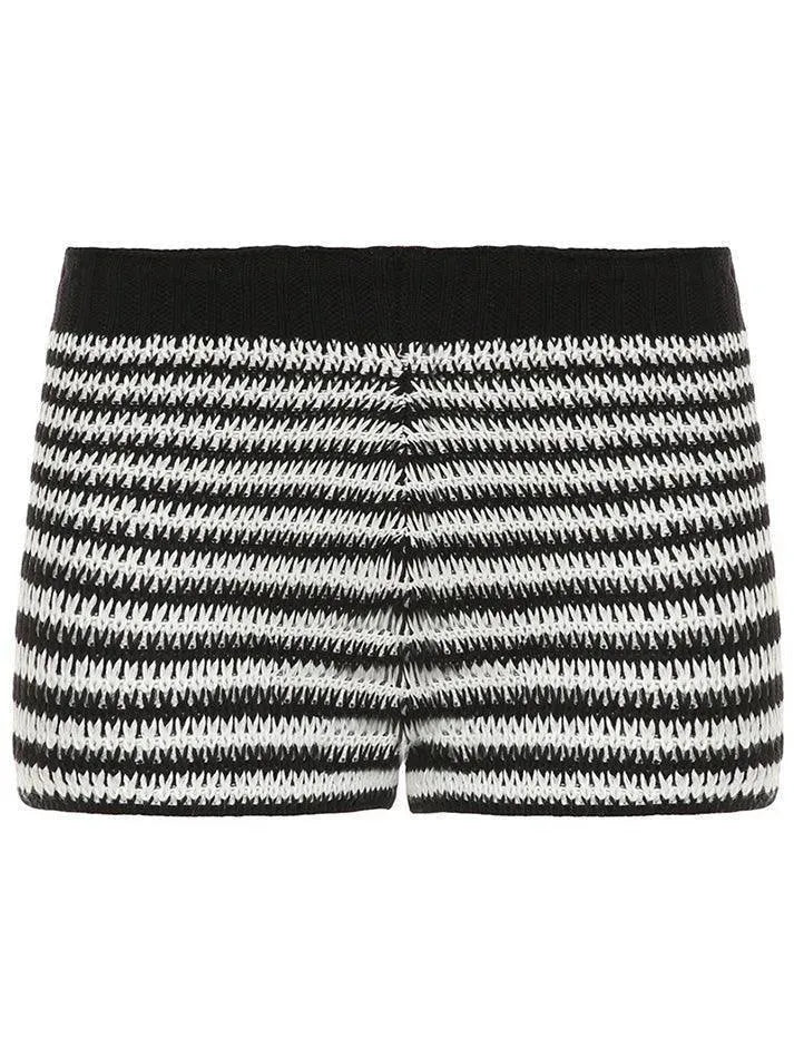 Contrast Striped Low-Rise Knit Shorts - AnotherChill