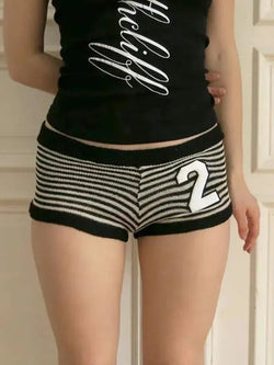 Contrast Striped Low-Rise Knit Shorts - AnotherChill