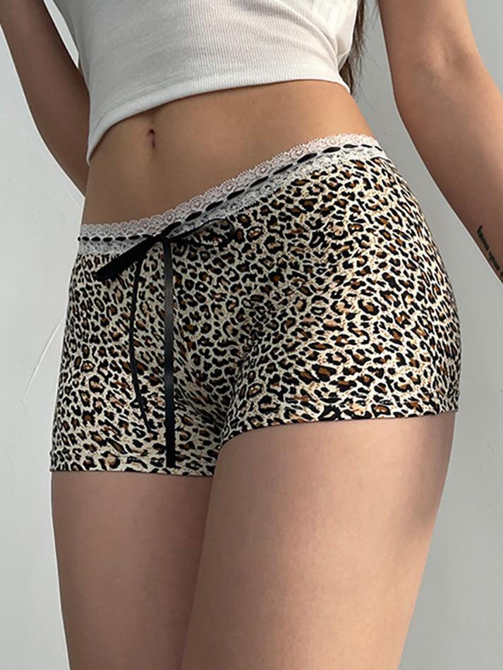 Low Rise Leopard Print Lace Trim Shorts - AnotherChill