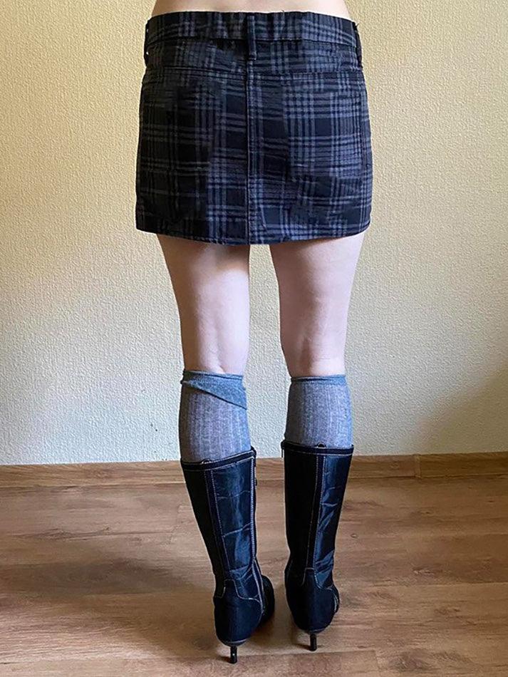 Plaid Zip-Up Mid-Rise Mini Skirt