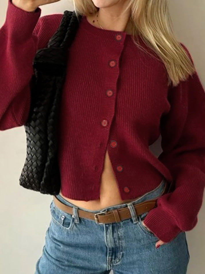 Vintage Button-Up Knit Cardigan