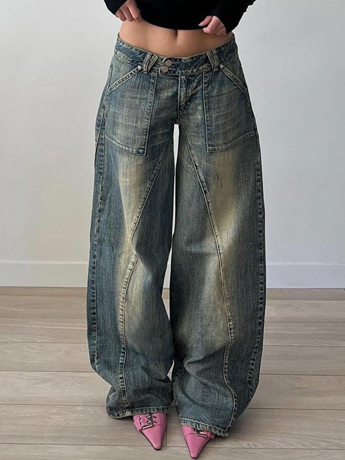 Distressed Irregular Dividing Line Pockets Cargo Jeans - AnotherChill