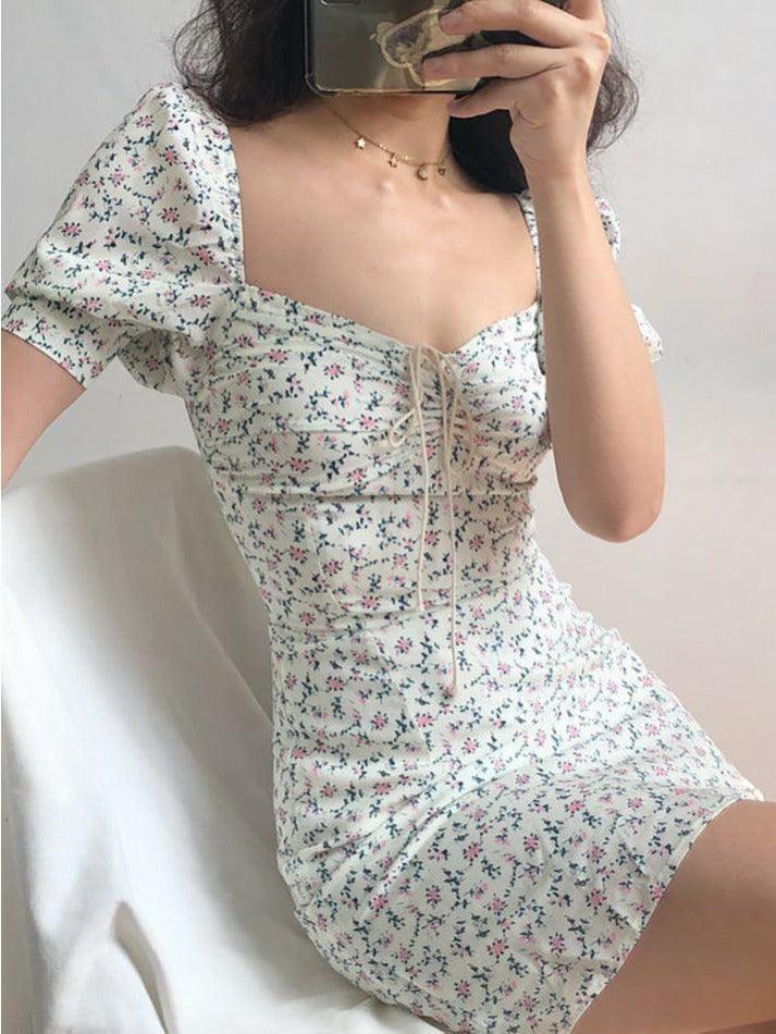 Ditsy Floral Short-Sleeve Mini Dress - AnotherChill