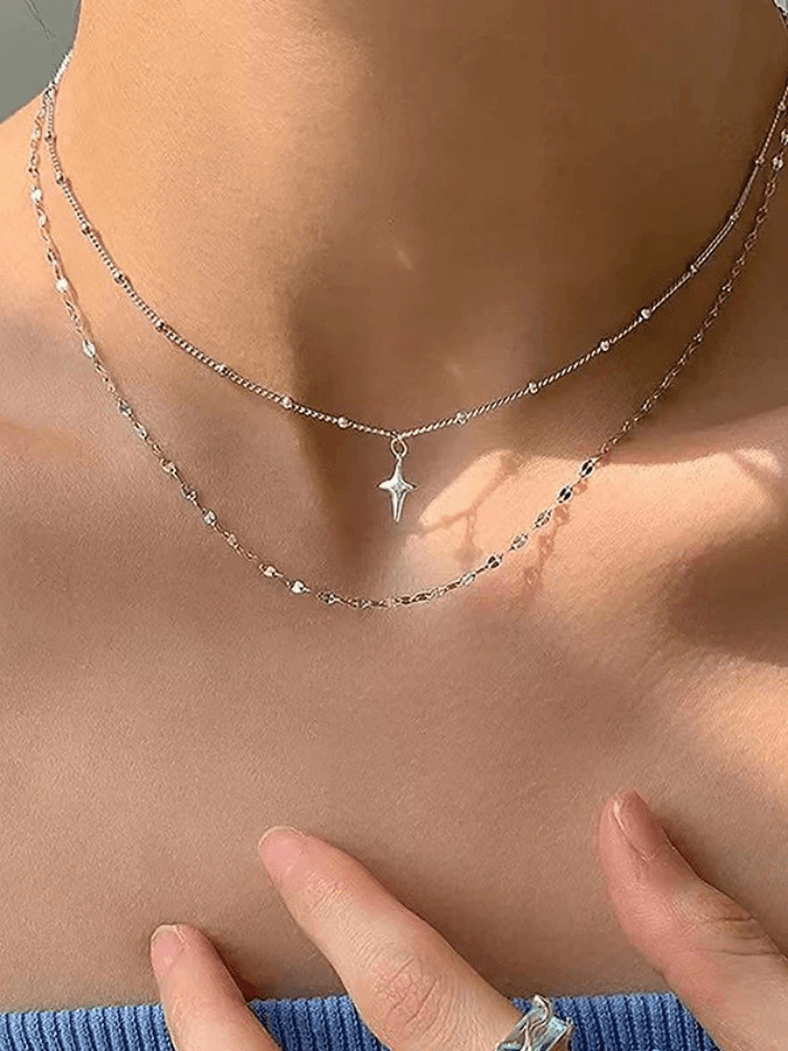 Double Layered Star Charm Necklace - AnotherChill